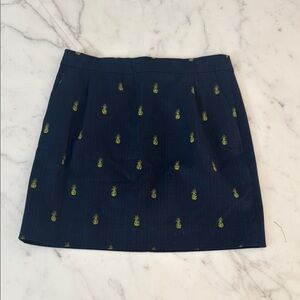 J Crew Size 5 Navy Blue Pineapple Print Skirt